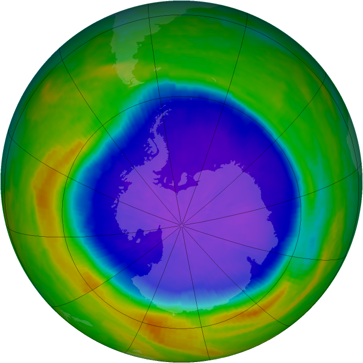 Antarctic ozone map for 03 October 2001